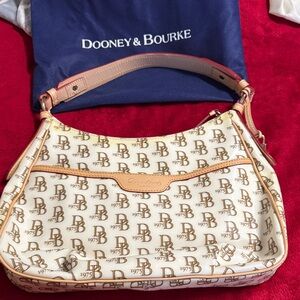 Dooney & Bourke Monogram Cream and Tan Shoulder Bag
